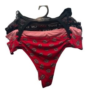 Lady Princess 5 piece Thong Set - Red, Pink, Black